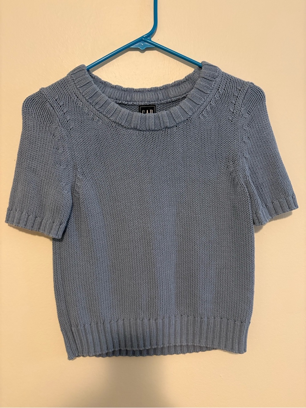 GAP Baby Blue Short-Sleeve Crew Knit Sweater